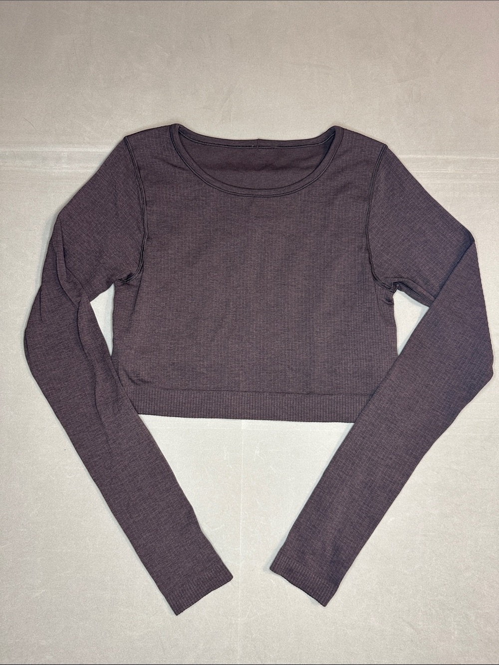 Lululemon Ebb to street Cropped Long-Sleeve Rib Knit Top - Burgundy - 10